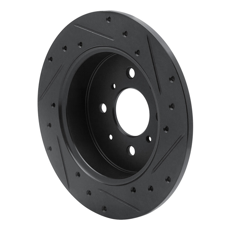 R1 Concepts R1 01-05 Acura EL Rear Left Drilled & Slotted Black Brake Rotor