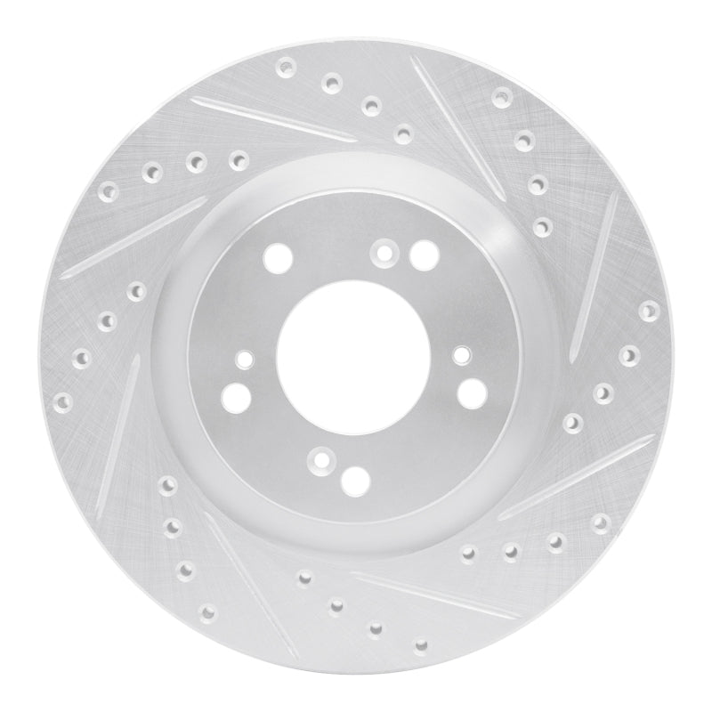 R1 Concepts R1 00-09 Honda S2000 Front Right Drilled & Slotted Silver Brake Rotor