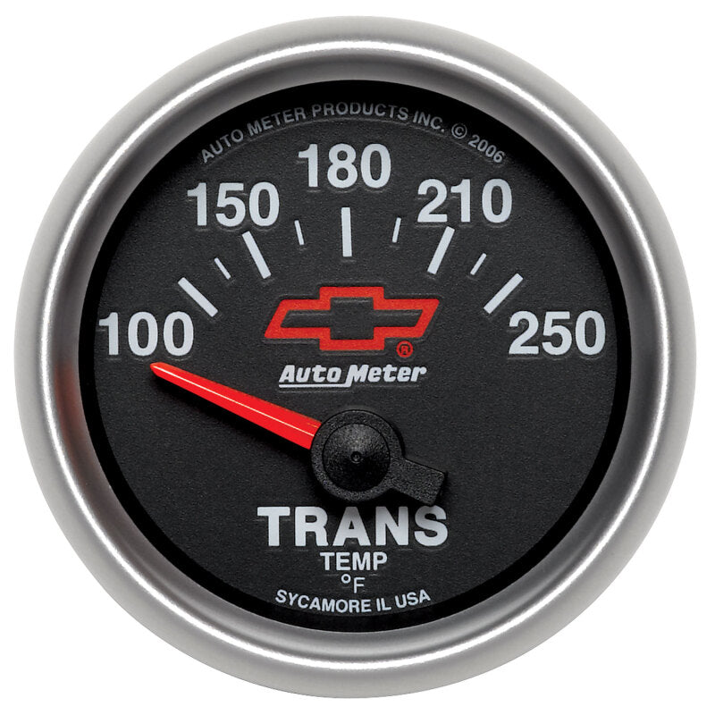 Autometer GM Bowtie Black 2-1/16in 100-250 Degree F Electronic Transmission Temperature Gauge