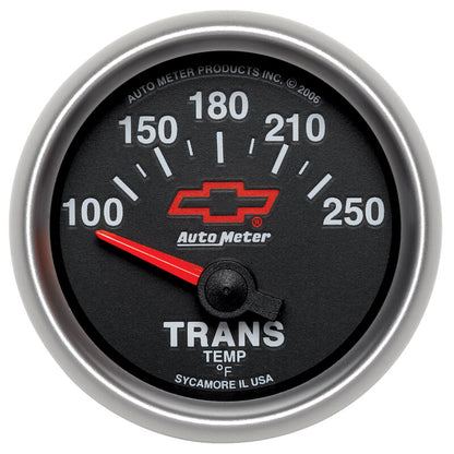 Autometer GM Bowtie Black 2-1/16in 100-250 Degree F Electronic Transmission Temperature Gauge