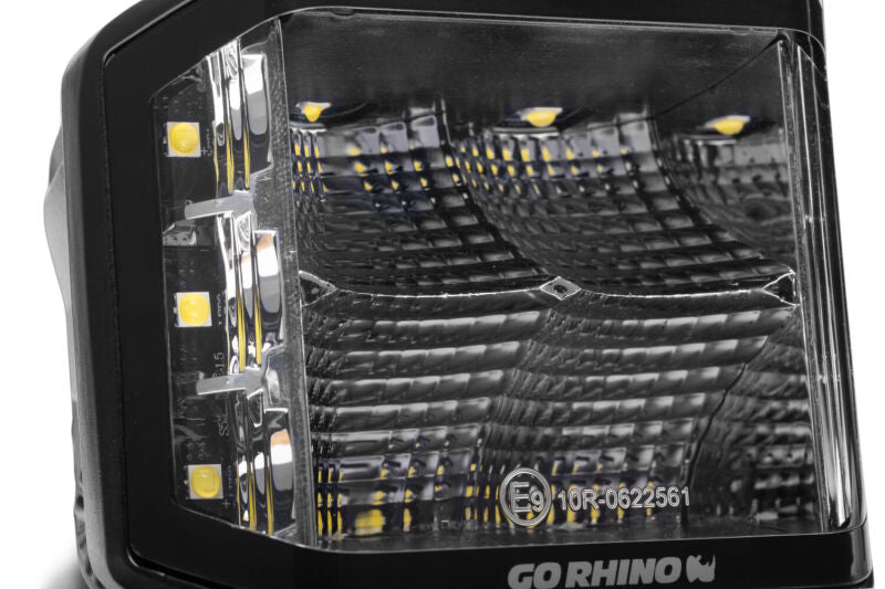 Go Rhino Xplor Blackout Series Cube LED Sideline Flood Light Kit (Surface Mount) 4x3 - Blk (Pair)