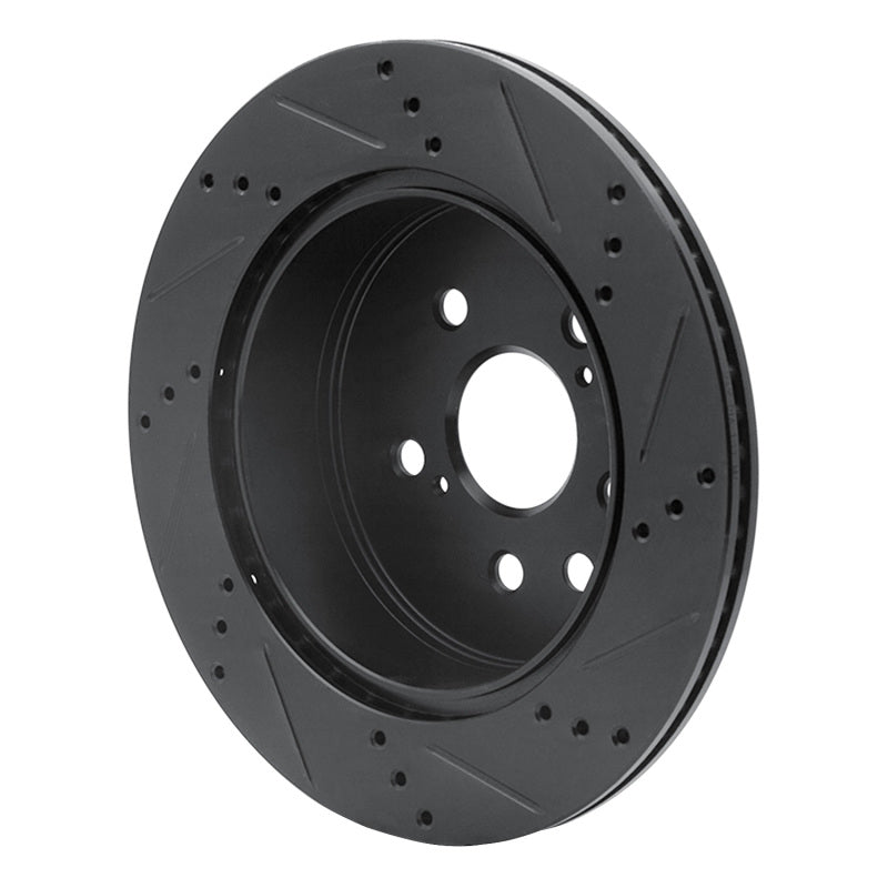 R1 Concepts R1 06-20 Lexus GS300 Rear Left Drilled & Slotted Black Brake Rotor