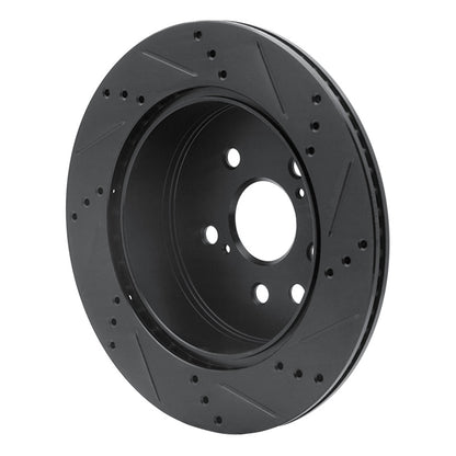 R1 Concepts R1 06-20 Lexus GS300 Rear Left Drilled & Slotted Black Brake Rotor