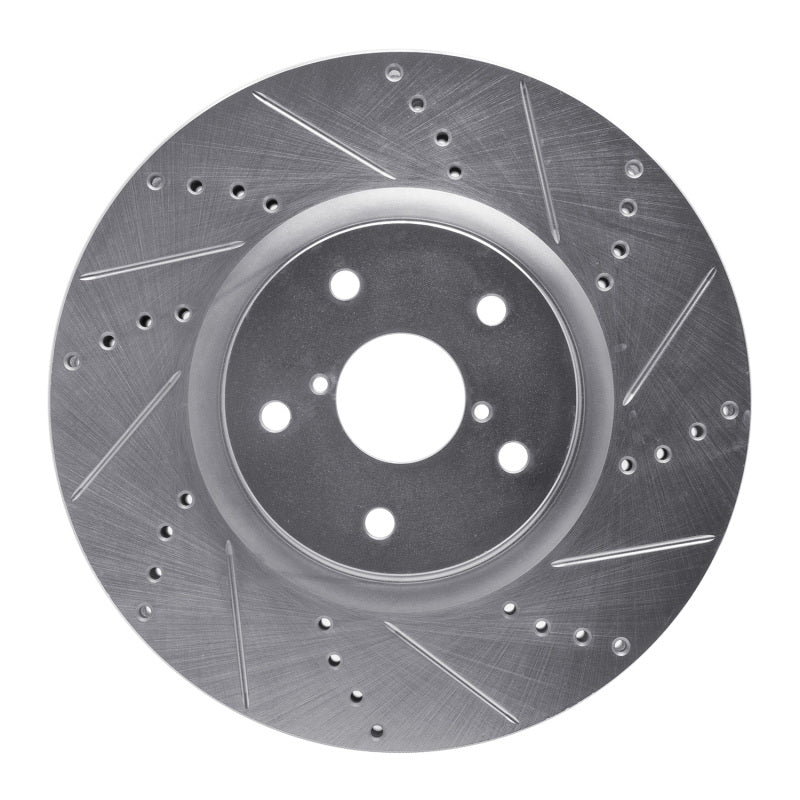 R1 Concepts R1 05-20 Subaru WRX Front Right Drilled & Slotted Silver Brake Rotor