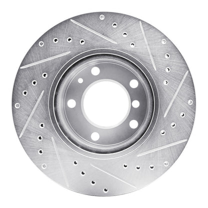 R1 Concepts R1 87-95 BMW 735IL Front Left Drilled & Slotted Silver Brake Rotor