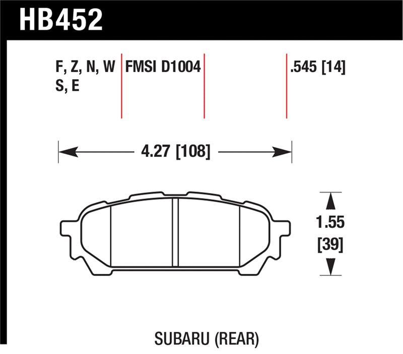 Hawk Performance Hawk 2006-2006 Saab 9-2X 2.5i HPS 5.0 Rear Brake Pads