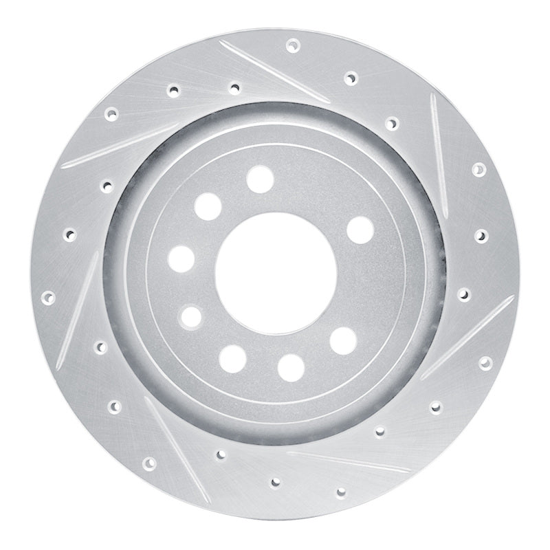R1 Concepts R1 2008-2011 Saab 9-3 Rear Right Drilled & Slotted Silver Brake Rotor