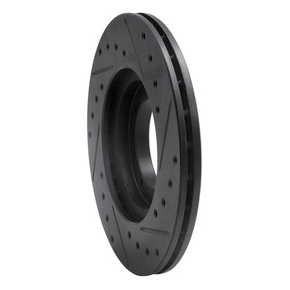 R1 Concepts R1 87-99 Hyundai Scoupe Front Left Drilled & Slotted Black Brake Rotor
