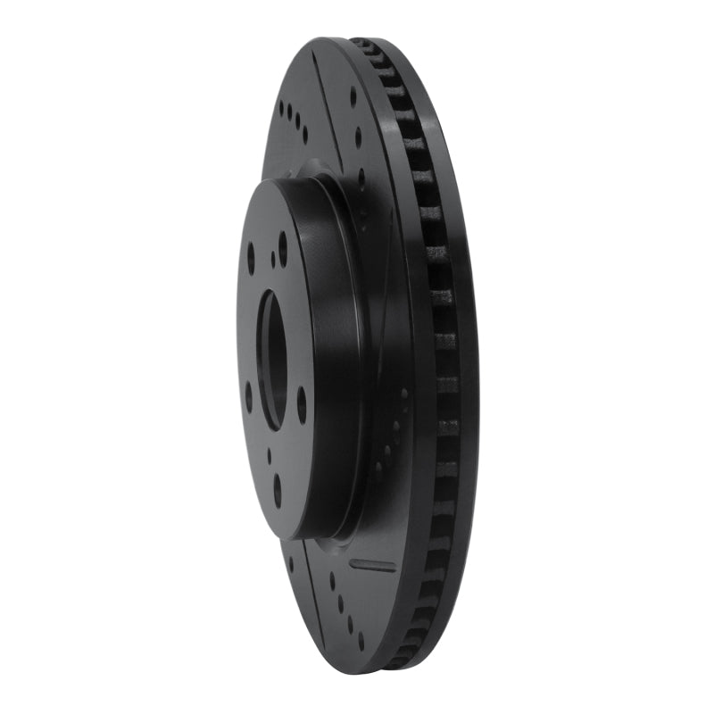 R1 Concepts R1 06-18 Lexus HS250H Front Right Drilled & Slotted Black Brake Rotor