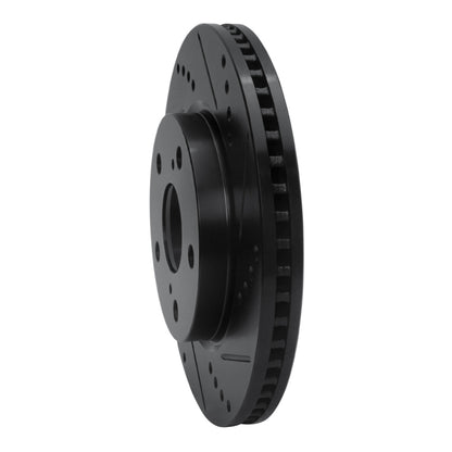 R1 Concepts R1 06-18 Lexus HS250H Front Right Drilled & Slotted Black Brake Rotor