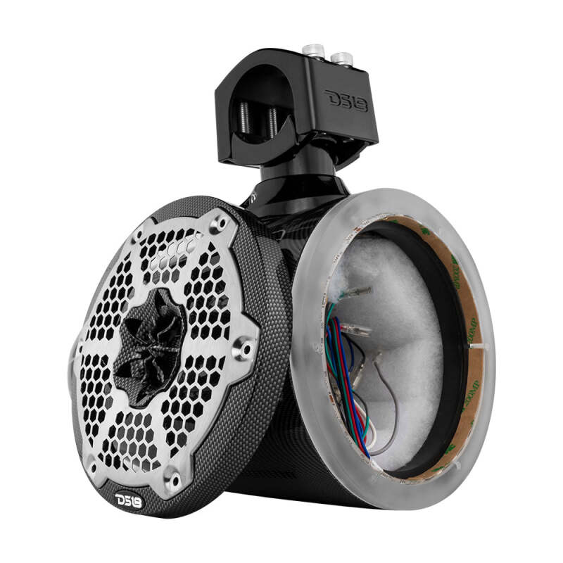 DS18 Marine And Powersports Towers 6.5in RGB LED Lights Black Carbon Fiber Speakers Not Included