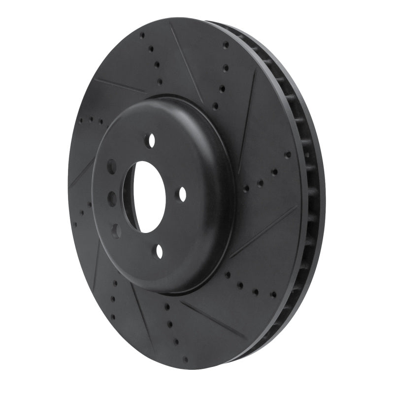 R1 Concepts R1 09-17 BMW 550I GT Right Front Drilled & Slotted Black Brake Rotor
