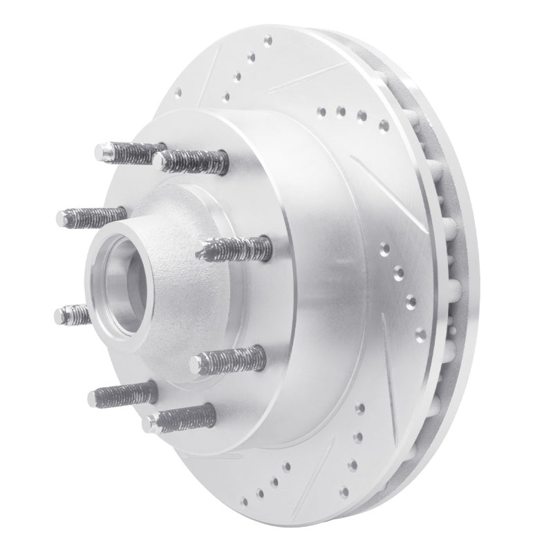 R1 Concepts R1 99-02 Ford F-350 Super Duty 2WD Front Left Drilled & Slotted Silver Brake Rotor