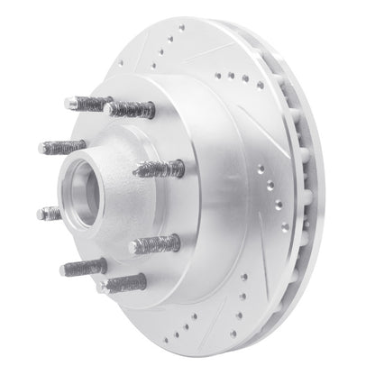 R1 Concepts R1 99-02 Ford F-350 Super Duty 2WD Front Left Drilled & Slotted Silver Brake Rotor
