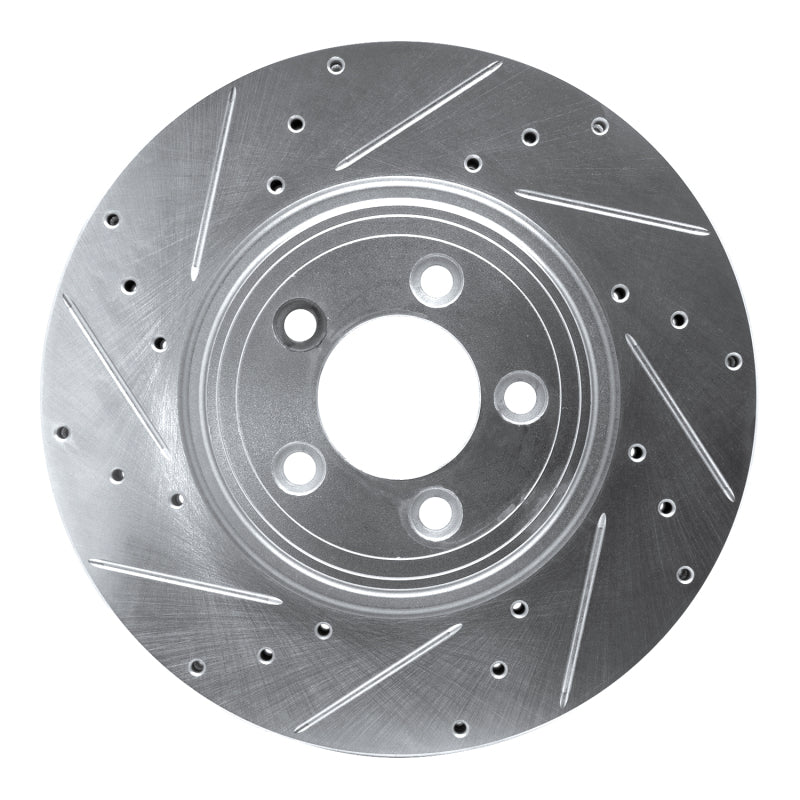 R1 Concepts R1 06-10 Jaguar XF Front Left Drilled & Slotted Silver Brake Rotor