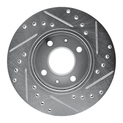 R1 Concepts R1 88-06 Nissan Sentra Front Left Drilled & Slotted Silver Brake Rotor