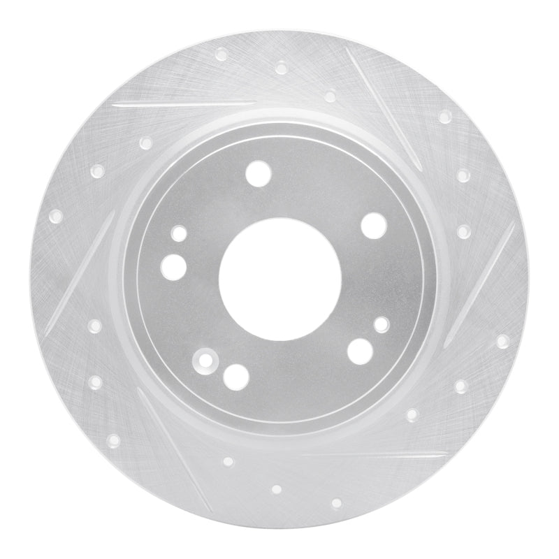 R1 Concepts R1 2016-2025 Honda HR-V Rear Right Drilled & Slotted Silver Brake Rotor