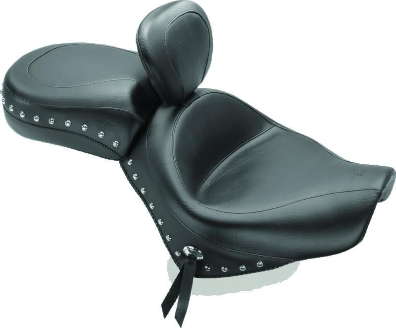 Mustang Motorcycle Mustang 97-13 HD FL Touring Saddlebag Tour-Pak Lid Covers (Pair) Deluxe - Black w/ Grey Stitching