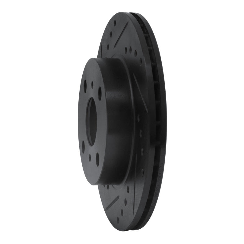 R1 Concepts R1 85-88 Chevrolet Nova Front Left Drilled & Slotted Black Brake Rotor