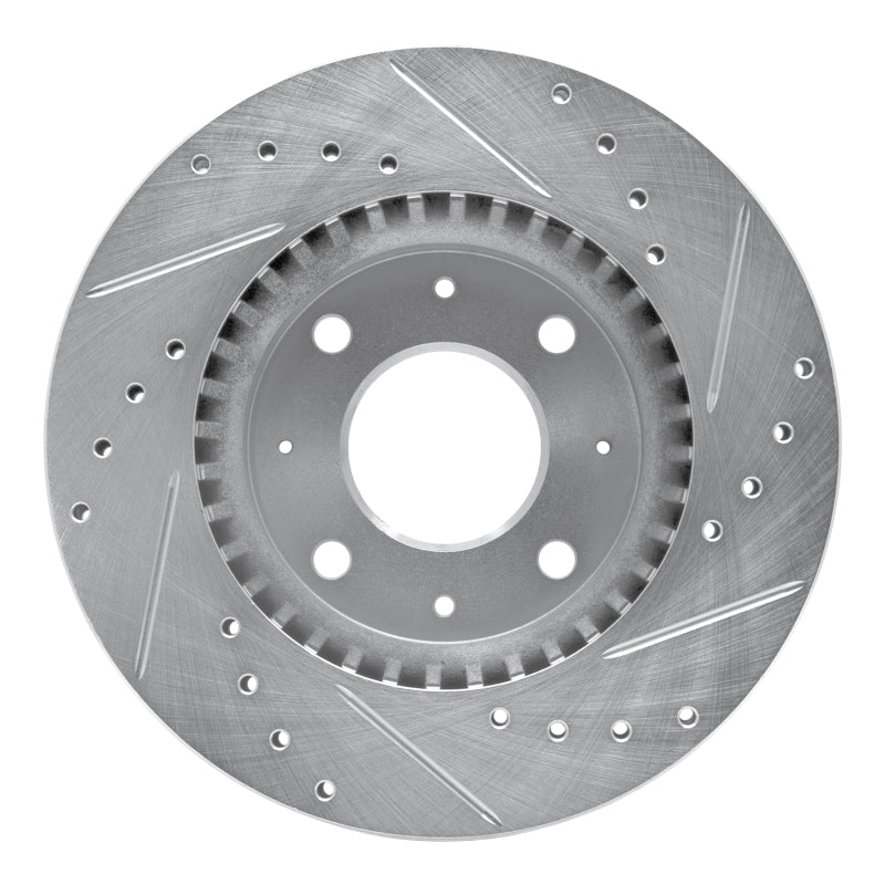 R1 Concepts R1 04-09 Kia SPECTRA5 Front Left Drilled & Slotted Silver Brake Rotor