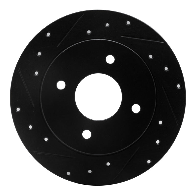 R1 Concepts R1 79-81 Nissan 200SX Rear Left Drilled & Slotted Black Brake Rotor
