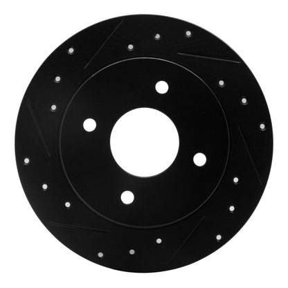 R1 Concepts R1 79-81 Nissan 200SX Rear Left Drilled & Slotted Black Brake Rotor