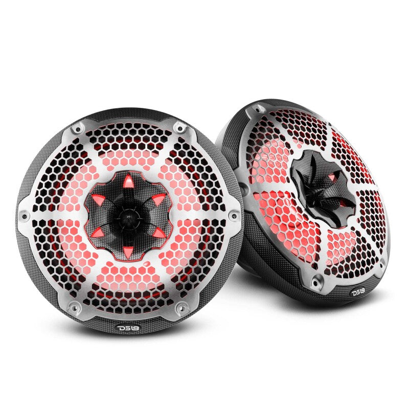 DS18 NXL-M Series Speaker w/ RGB LED Lights 10in 2-Way 200 Watts RMS 4 ohm Black Carbon Fiber
