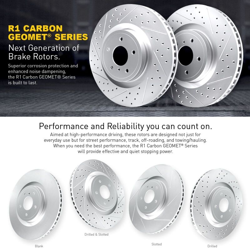 R1 Concepts R1 03-07 Honda Accord Front & Rear Drilled & Slotted Carbon Coated Brake Rotor Set