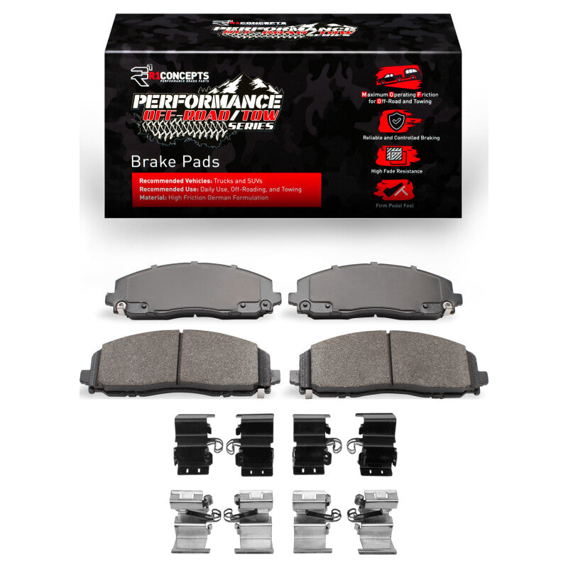 R1 Concepts R1 2012-2025 Chrysler Town & Country Front Performance Off-Road/Tow Brake Pads & Hardware Kit