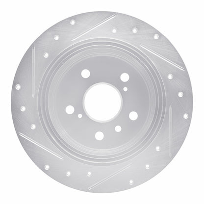 R1 Concepts R1 95-99 Toyota Avalon Rear Right Drilled & Slotted Silver Brake Rotor