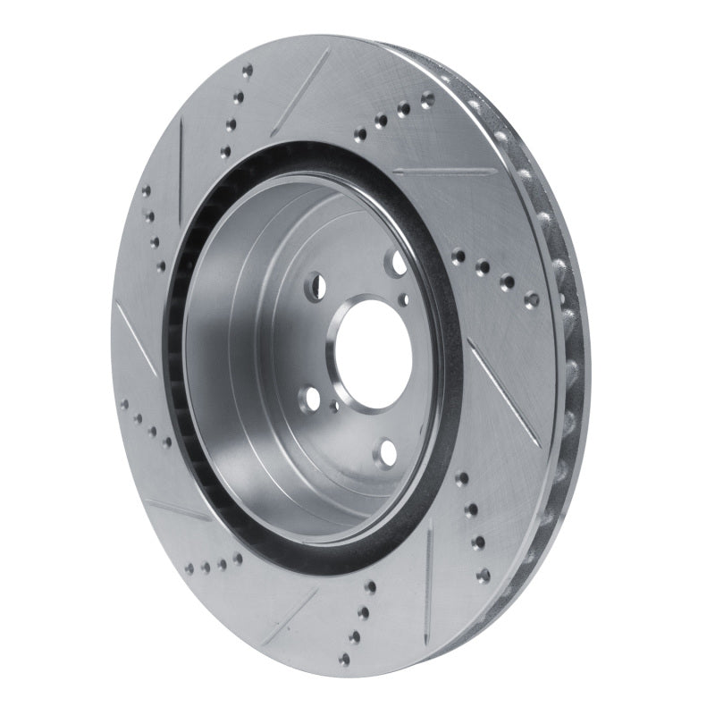 R1 Concepts R1 15-22 Lexus GS F Right Rear Drilled & Slotted Silver Brake Rotor