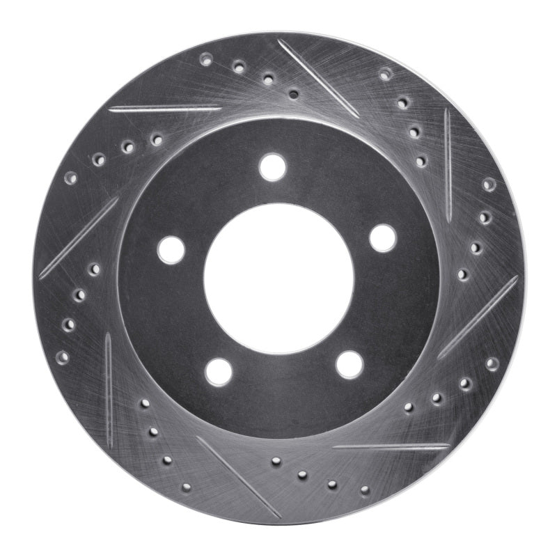 R1 Concepts R1 97-04 Ford F-150 4WD Front Right Drilled & Slotted Silver Brake Rotor