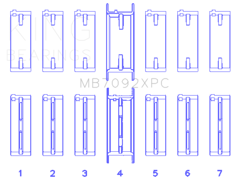 King Engine Bearings Nissan RB26DETT 24V (Size .026) XP Coated Tri Metal Main Bearing Set