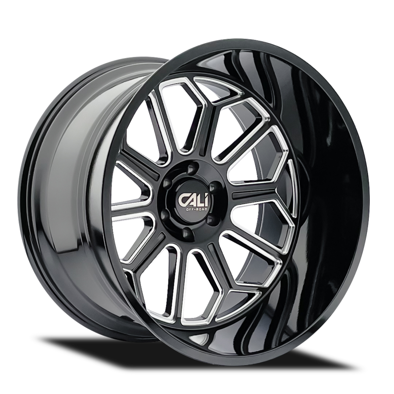 Cali Off-Road 9117 Auburn 24x14 / 8x170 BP / -76mm Offset / 125.2mm Hub Gloss Black Milled Wheel
