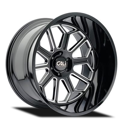 Cali Off-Road 9117 Auburn 24x14 / 8x170 BP / -76mm Offset / 125.2mm Hub Gloss Black Milled Wheel