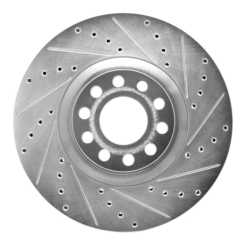 R1 Concepts R1 99-04 Audi S6 Front Right Drilled & Slotted Silver Brake Rotor