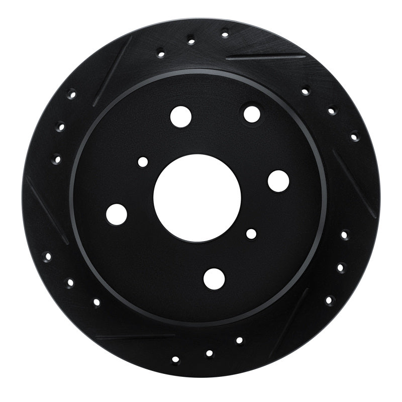 R1 Concepts R1 83-84 Toyota Cressida Rear Left Drilled & Slotted Black Brake Rotor
