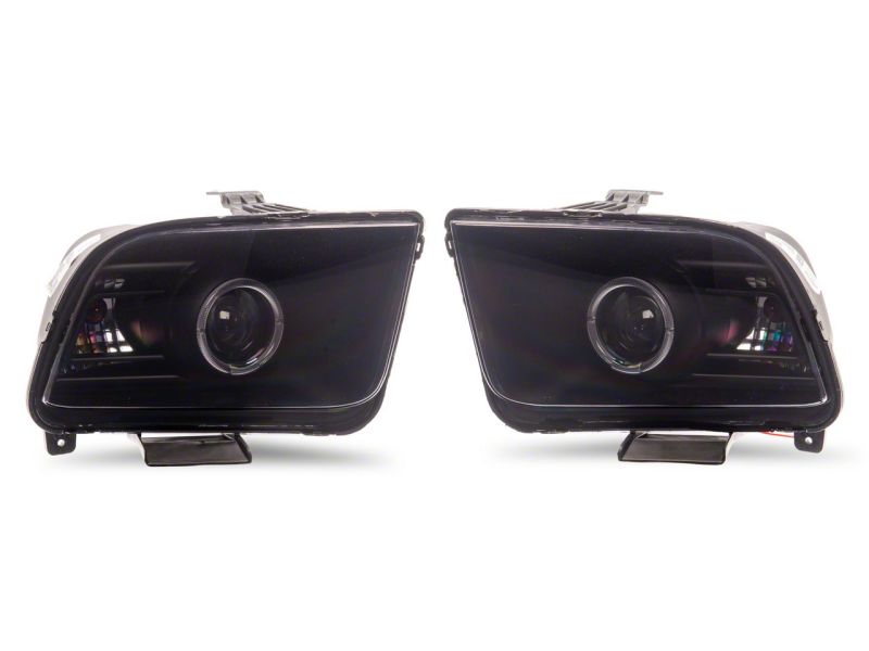 Raxiom 05-09 Ford Mustang w/ Factory Halogen LED Halo Headlights- Black Housing (Smoked Lens)