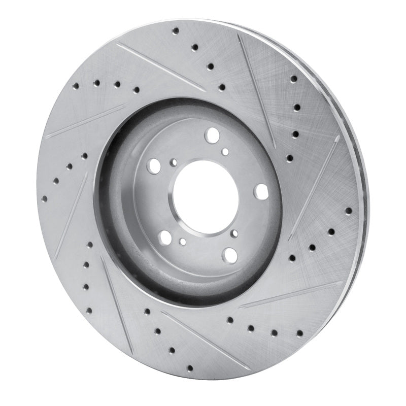 R1 Concepts R1 07-20 Acura MDX Front Left Drilled & Slotted Silver Brake Rotor