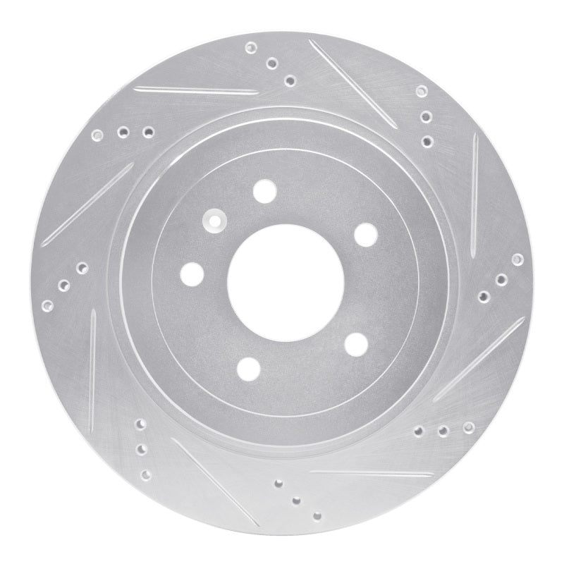 R1 Concepts R1 05-11 Cadillac STS Rear Right Drilled & Slotted Silver Brake Rotor