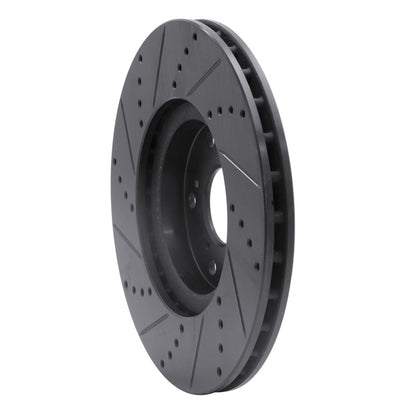 R1 Concepts R1 04-08 Acura TL Front Right Drilled & Slotted Black Brake Rotor