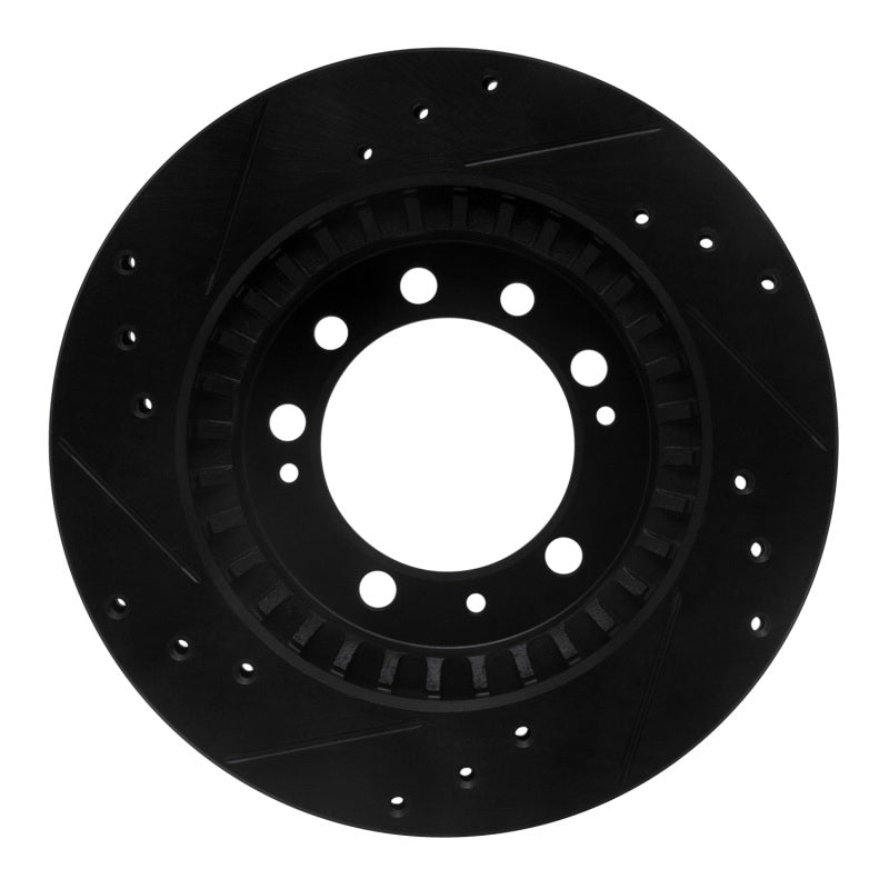 R1 Concepts R1 83-89 Chrysler Conquest Rear Right Drilled & Slotted Black Brake Rotor