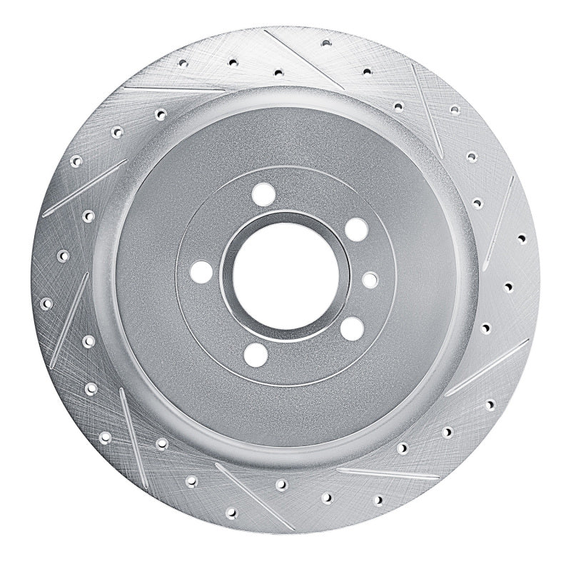 R1 Concepts R1 13-14 Ford Mustang Rear Right Drilled & Slotted Silver Brake Rotor