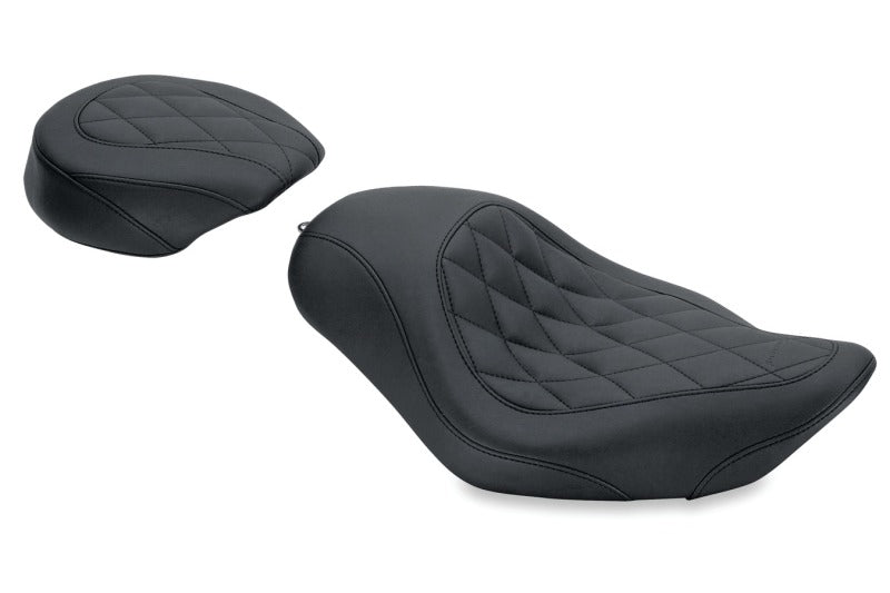 Mustang Motorcycle Mustang 04-21 Harley Sportster Wide Tripper Solo Seat Diamond Stitch - Black