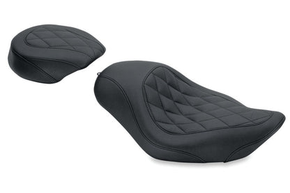 Mustang Motorcycle Mustang 04-21 Harley Sportster Wide Tripper Solo Seat Diamond Stitch - Black