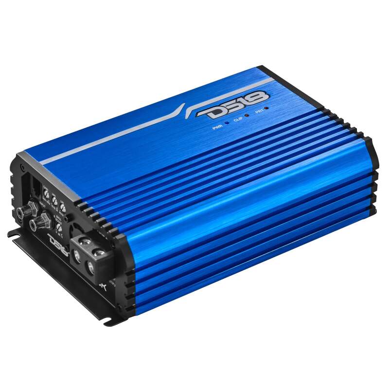 DS18 1-Channel Amp Class D Full-Range Monoblock 2500 Watts RMS/1ohm Blue