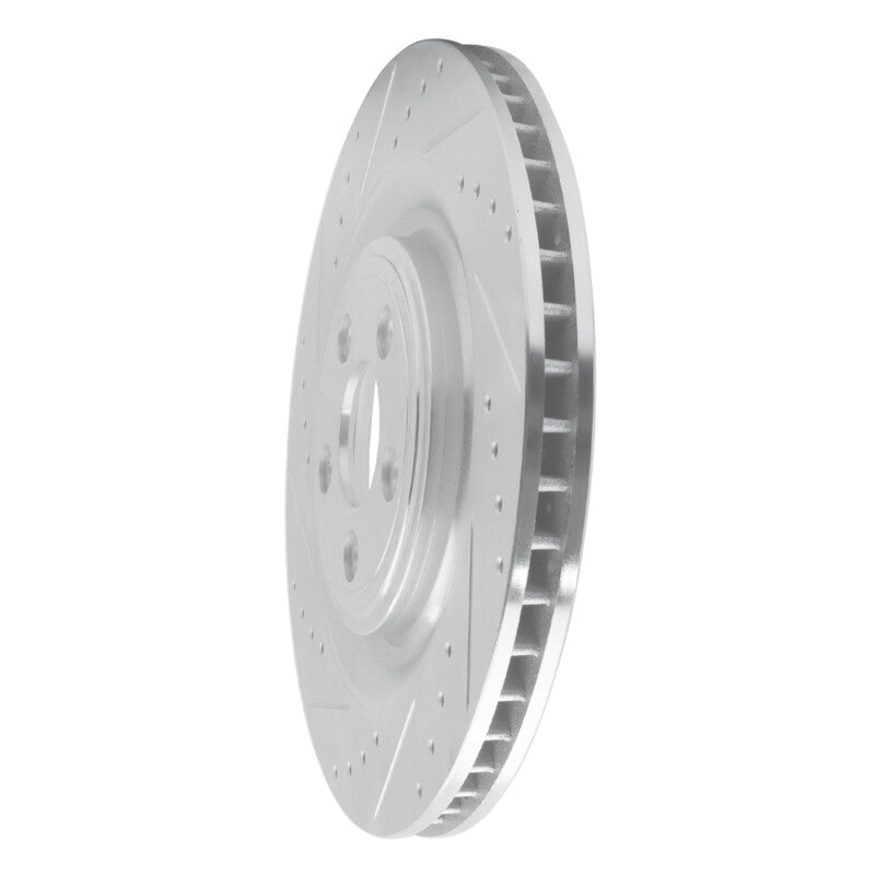R1 Concepts R1 08-09 Jaguar XKR Right Rear Drilled & Slotted Silver Brake Rotor