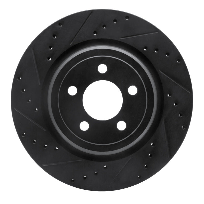 R1 Concepts R1 06-23 Dodge Charger Rear Left Drilled & Slotted Black Brake Rotor
