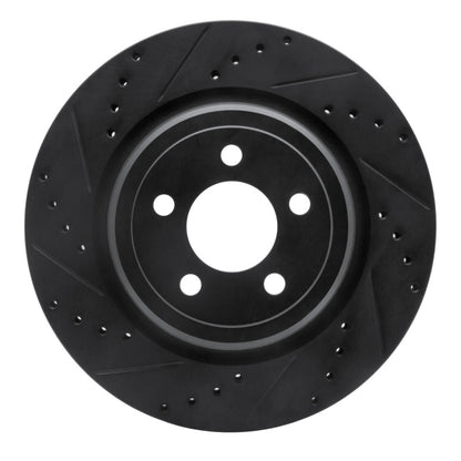 R1 Concepts R1 06-23 Dodge Charger Rear Left Drilled & Slotted Black Brake Rotor