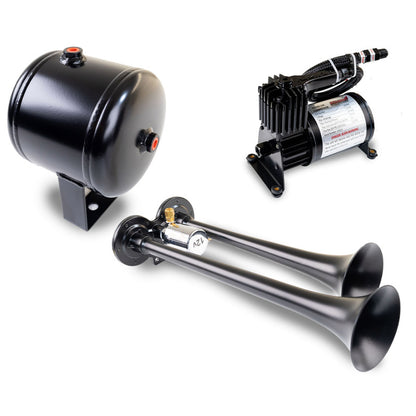 Kleinn Air Horns Kleinn Dual Black Horn Kit w/ 120 PSI Air Compressor / 0.5 gal Air Tank